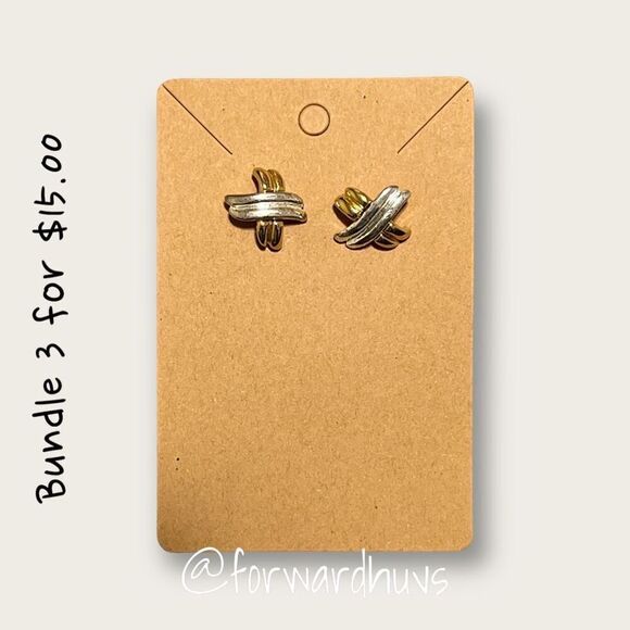 Bundle 3 for $15 Silver and Gold X Earrings - Picture 4 of 6
